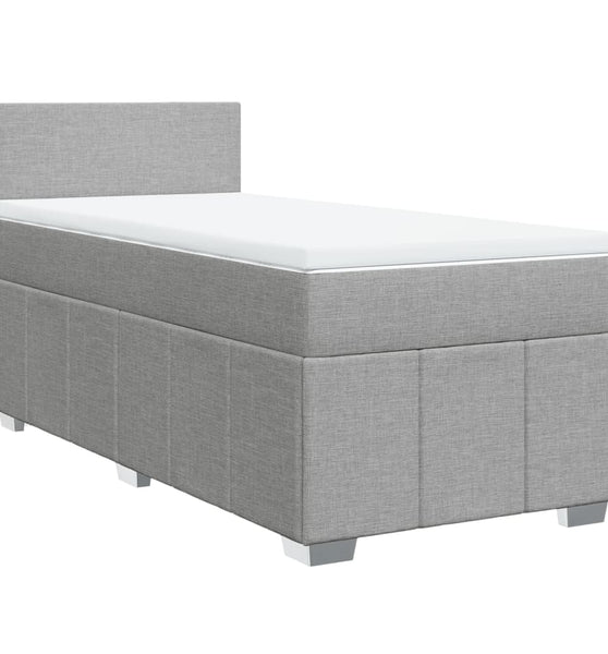 Boxspringbett mit Matratze Hellgrau 90x190 cm Stoff