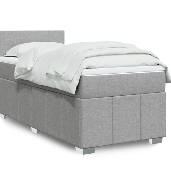 Boxspringbett mit Matratze Hellgrau 90x190 cm Stoff