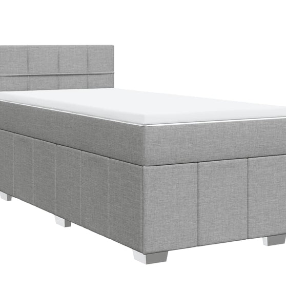 Boxspringbett mit Matratze Hellgrau 90x190 cm Stoff
