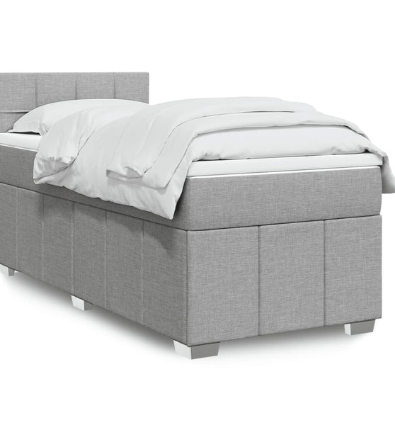 Boxspringbett mit Matratze Hellgrau 90x190 cm Stoff
