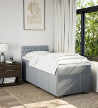 Boxspringbett mit Matratze Hellgrau 90x190 cm Stoff