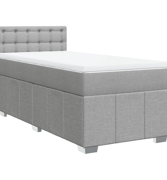 Boxspringbett mit Matratze Hellgrau 90x190 cm Stoff