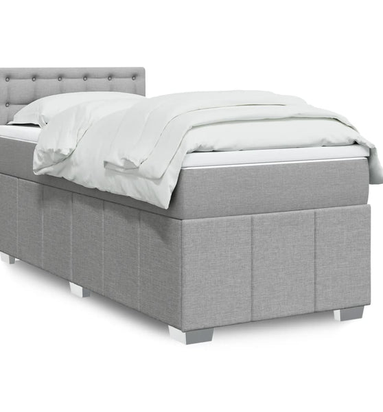 Boxspringbett mit Matratze Hellgrau 90x190 cm Stoff