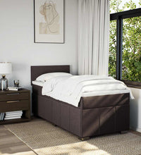 Boxspringbett mit Matratze Dunkelbraun 90x200 cm Stoff