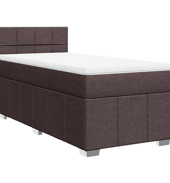 Boxspringbett mit Matratze Dunkelbraun 90x200 cm Stoff