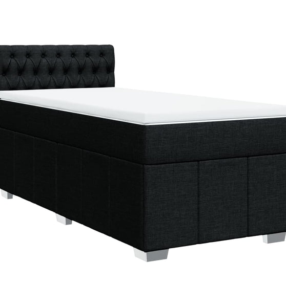 Boxspringbett mit Matratze Schwarz 90x200 cm Stoff