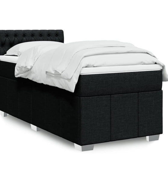 Boxspringbett mit Matratze Schwarz 90x200 cm Stoff