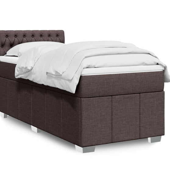 Boxspringbett mit Matratze Dunkelbraun 90x200 cm Stoff