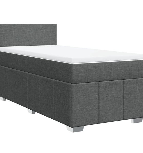Boxspringbett mit Matratze Dunkelgrau 100x200 cm Stoff