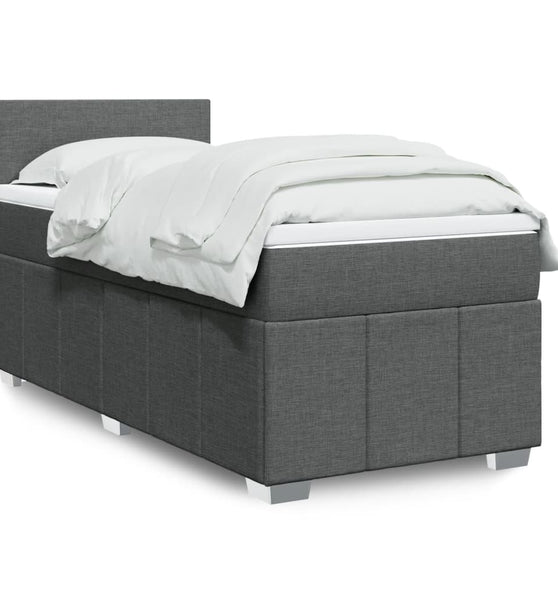 Boxspringbett mit Matratze Dunkelgrau 100x200 cm Stoff