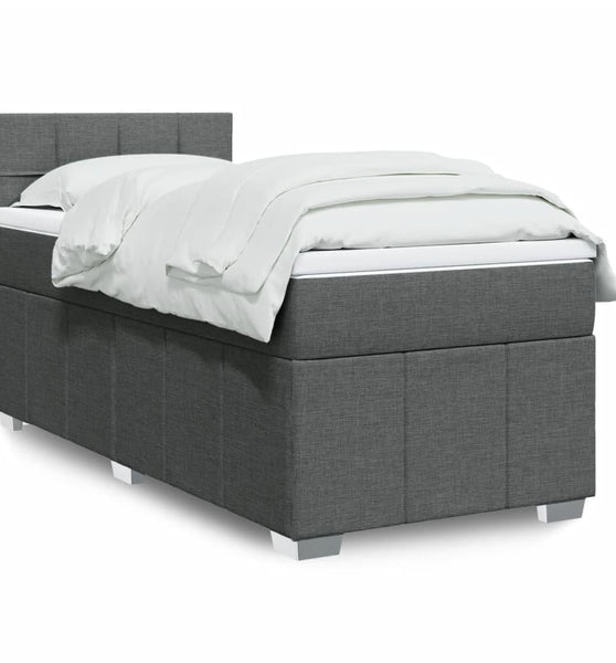 Boxspringbett mit Matratze Dunkelgrau 100x200 cm Stoff