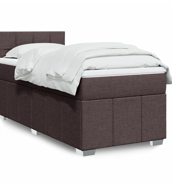 Boxspringbett mit Matratze Dunkelbraun 100x200 cm Stoff