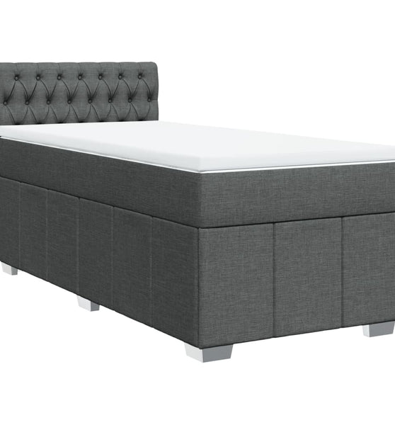 Boxspringbett mit Matratze Dunkelgrau 100x200 cm Stoff