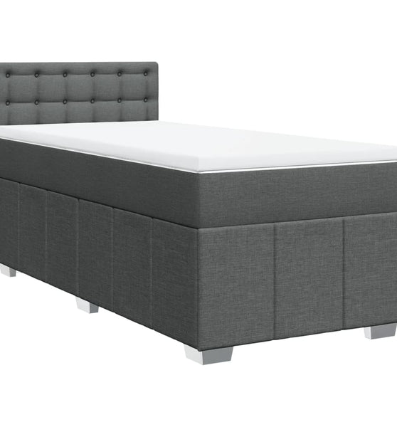 Boxspringbett mit Matratze Dunkelgrau 100x200 cm Stoff