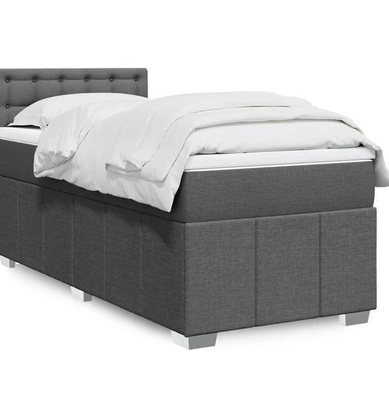 Boxspringbett mit Matratze Dunkelgrau 100x200 cm Stoff