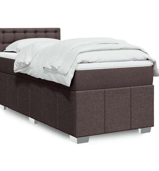 Boxspringbett mit Matratze Dunkelbraun 100x200 cm Stoff
