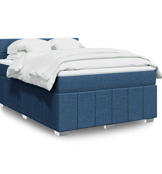 Boxspringbett mit Matratze Blau 140x200 cm Stoff