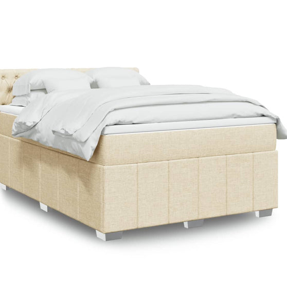 Boxspringbett mit Matratze Creme 140x200 cm Stoff