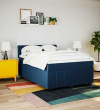 Boxspringbett mit Matratze Blau 140x200 cm Stoff
