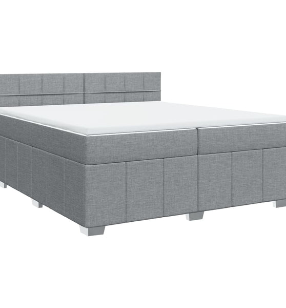 Boxspringbett mit Matratze Hellgrau 200x200 cm Stoff