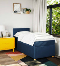 Boxspringbett mit Matratze Blau 80x200 cm Stoff