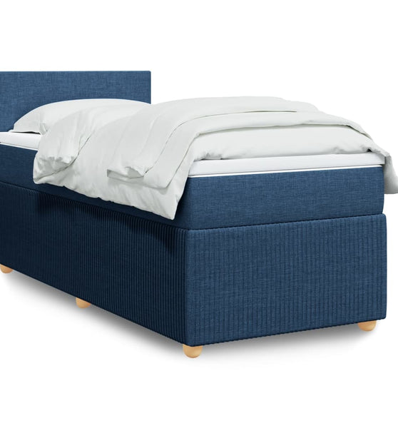 Boxspringbett mit Matratze Blau 80x200 cm Stoff