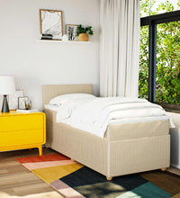 Boxspringbett mit Matratze Creme 80x200 cm Stoff