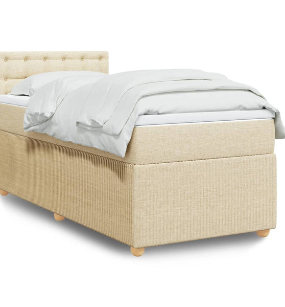 Boxspringbett mit Matratze Creme 80x200 cm Stoff