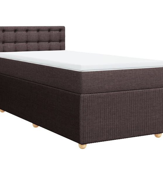 Boxspringbett mit Matratze Dunkelbraun 90x190 cm Stoff