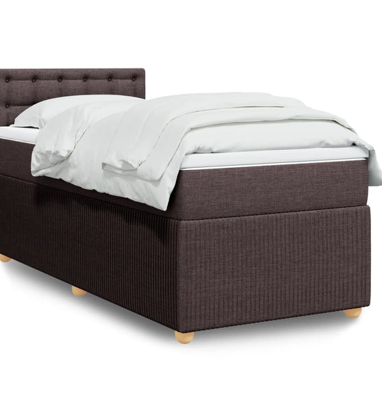 Boxspringbett mit Matratze Dunkelbraun 90x190 cm Stoff
