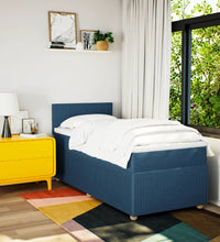 Boxspringbett mit Matratze Blau 90x200 cm Stoff