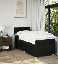 Boxspringbett mit Matratze Schwarz 90x200 cm Stoff