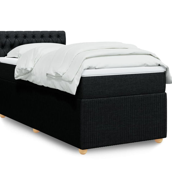 Boxspringbett mit Matratze Schwarz 90x200 cm Stoff