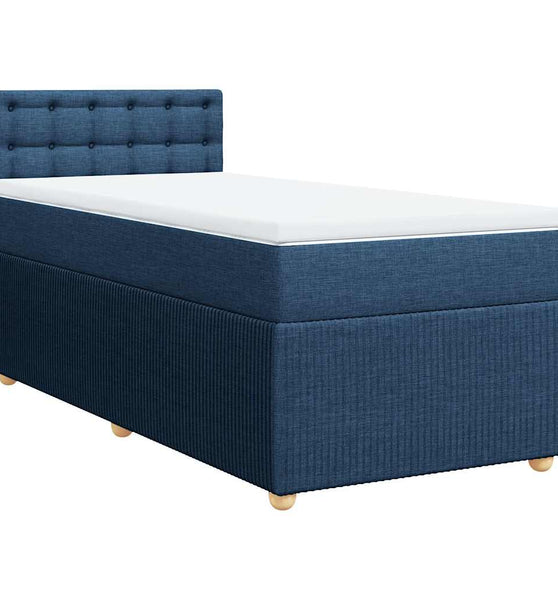 Boxspringbett mit Matratze Blau 100x200 cm Stoff