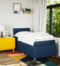 Boxspringbett mit Matratze Blau 100x200 cm Stoff