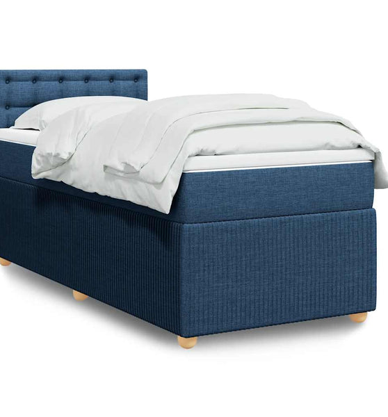 Boxspringbett mit Matratze Blau 100x200 cm Stoff
