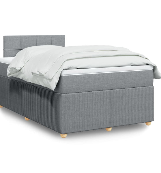 Boxspringbett mit Matratze Hellgrau 120x190 cm Stoff
