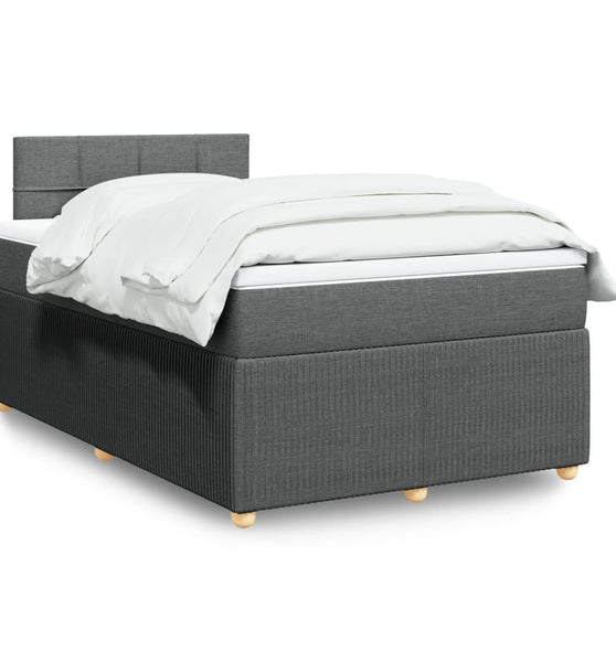 Boxspringbett mit Matratze Dunkelgrau 120x190 cm Stoff