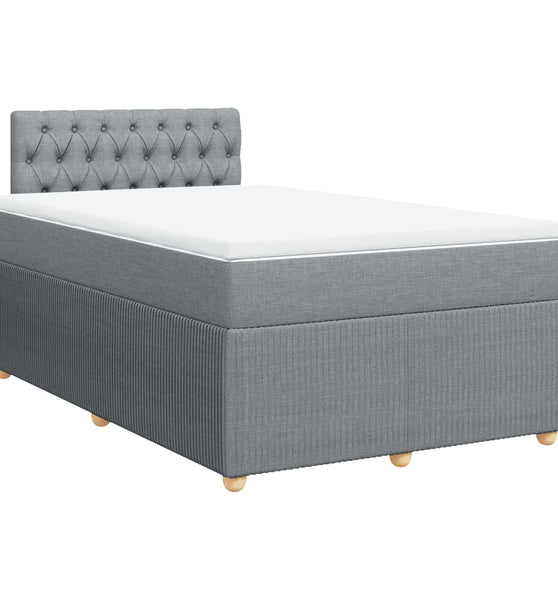 Boxspringbett mit Matratze Hellgrau 120x190 cm Stoff