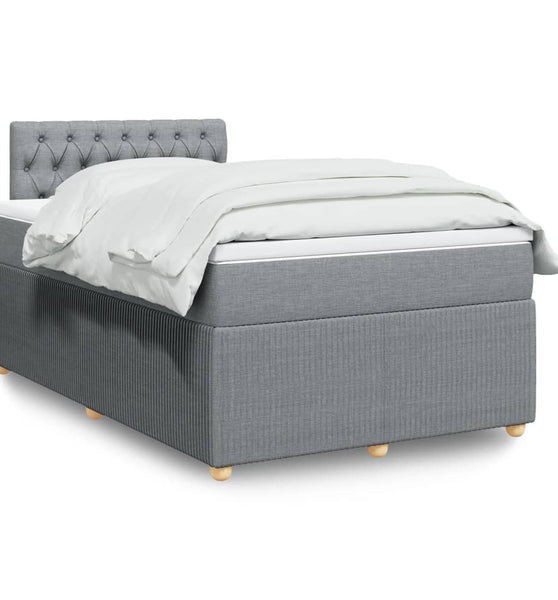 Boxspringbett mit Matratze Hellgrau 120x190 cm Stoff