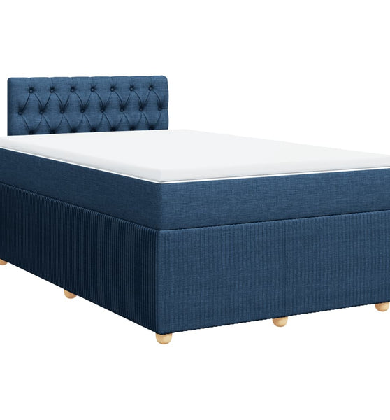 Boxspringbett mit Matratze Blau 120x190 cm Stoff