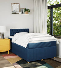 Boxspringbett mit Matratze Blau 120x190 cm Stoff