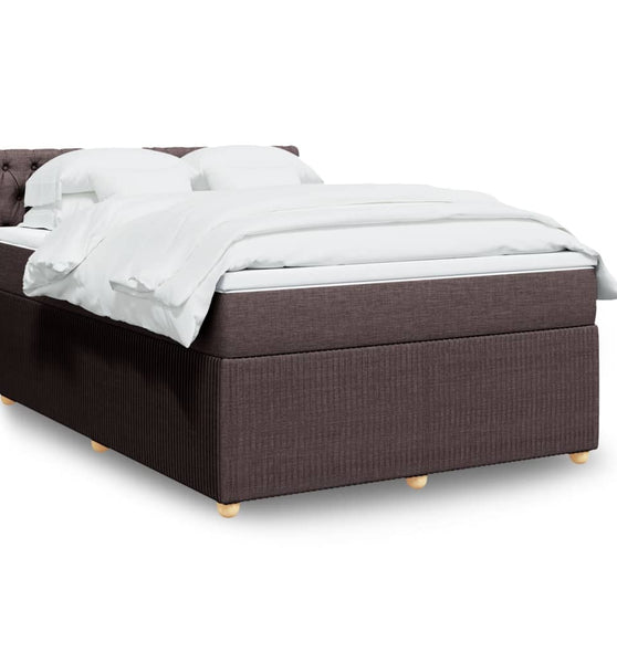 Boxspringbett mit Matratze Dunkelbraun 140x200 cm Stoff
