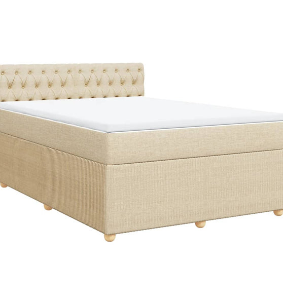 Boxspringbett mit Matratze Creme 140x200 cm Stoff