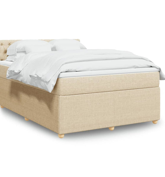 Boxspringbett mit Matratze Creme 140x200 cm Stoff