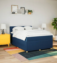 Boxspringbett mit Matratze Blau 140x200 cm Stoff