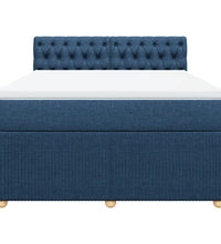 Boxspringbett mit Matratze Blau 140x200 cm Stoff