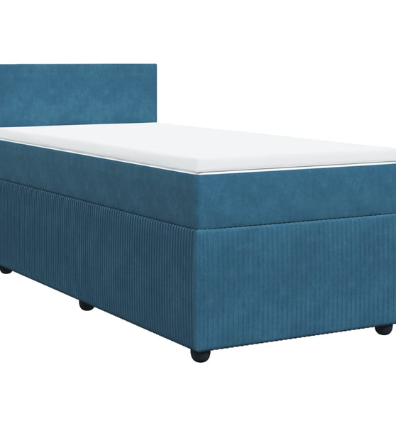 Boxspringbett mit Matratze Blau 80x200 cm Samt