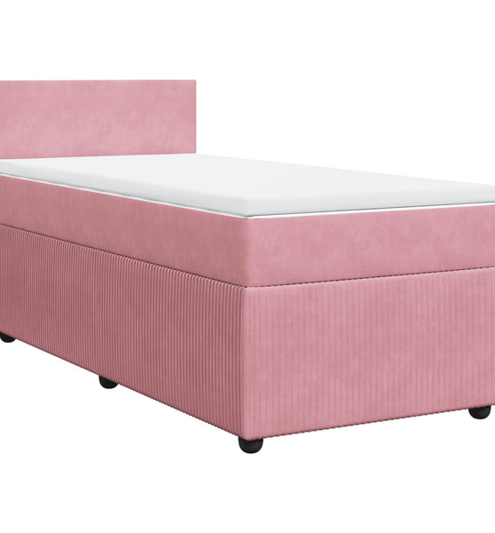 Boxspringbett mit Matratze Rosa 80x200 cm Samt