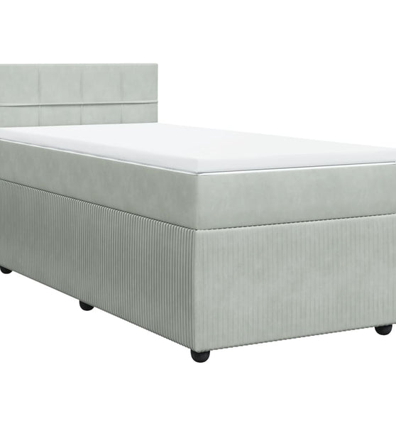 Boxspringbett mit Matratze Hellgrau 80x200 cm Samt